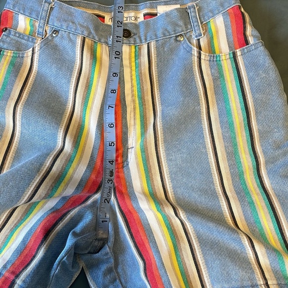 VTG 90s Revival Shorts 10 Bermuda 28” waist ColorBlock Blue Striped Indie 5” - Picture 13 of 15